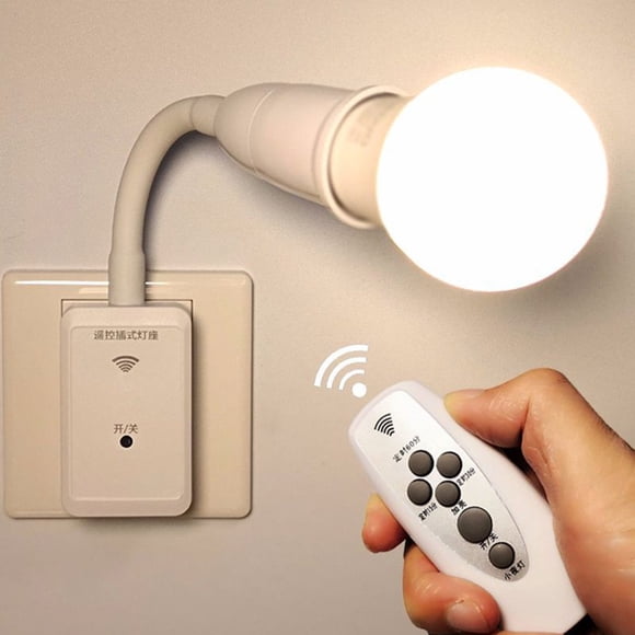 E27 LED Remote Control Plug Lamp Holder Light Base for Night Light Bedside Lamp (without Light Source)