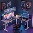 thumbnail image 6 of Legooin 63x55 inch L-Shaped Standing Desk Height Adjustable Sit-stand Desk Multi-Monitor Gaming Table Workstation for Home Office Oak, 6 of 9