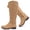YellowPU 909, variant on LOVE STEETLY Women's Knee High Low Heel Riding Boots, Side Zipper Round Toe Faux Leather Casual Comfort Versatile Boot