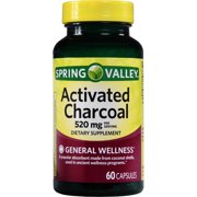 Spring Valley Activated Charcoal, 520mg, Capsules, 60 Count Walmart