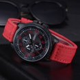 thumbnail image 3 of Reloj de cuarzo para parejas con correa de lona para estudiantes Reloj deportivo ultrafino rojo, 3 of 3
