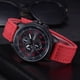 thumbnail image 3 of Reloj deportivo unisex para estudiantes Reloj de pulsera con correa de lona para parejas de cuarzo de aleación ultrafina (rojo), 3 of 3