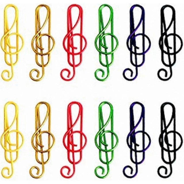 6 Colors 40mm Musical Note Clips for Bookmarks, Office and School Stationery Organization, 100 Pieces Metal Paper Clips