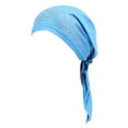 thumbnail image 3 of Womens Head Scarf Pre Tied Chemo Hat Beanie Sleep Turban Headwear for Cancer Blue, 3 of 5