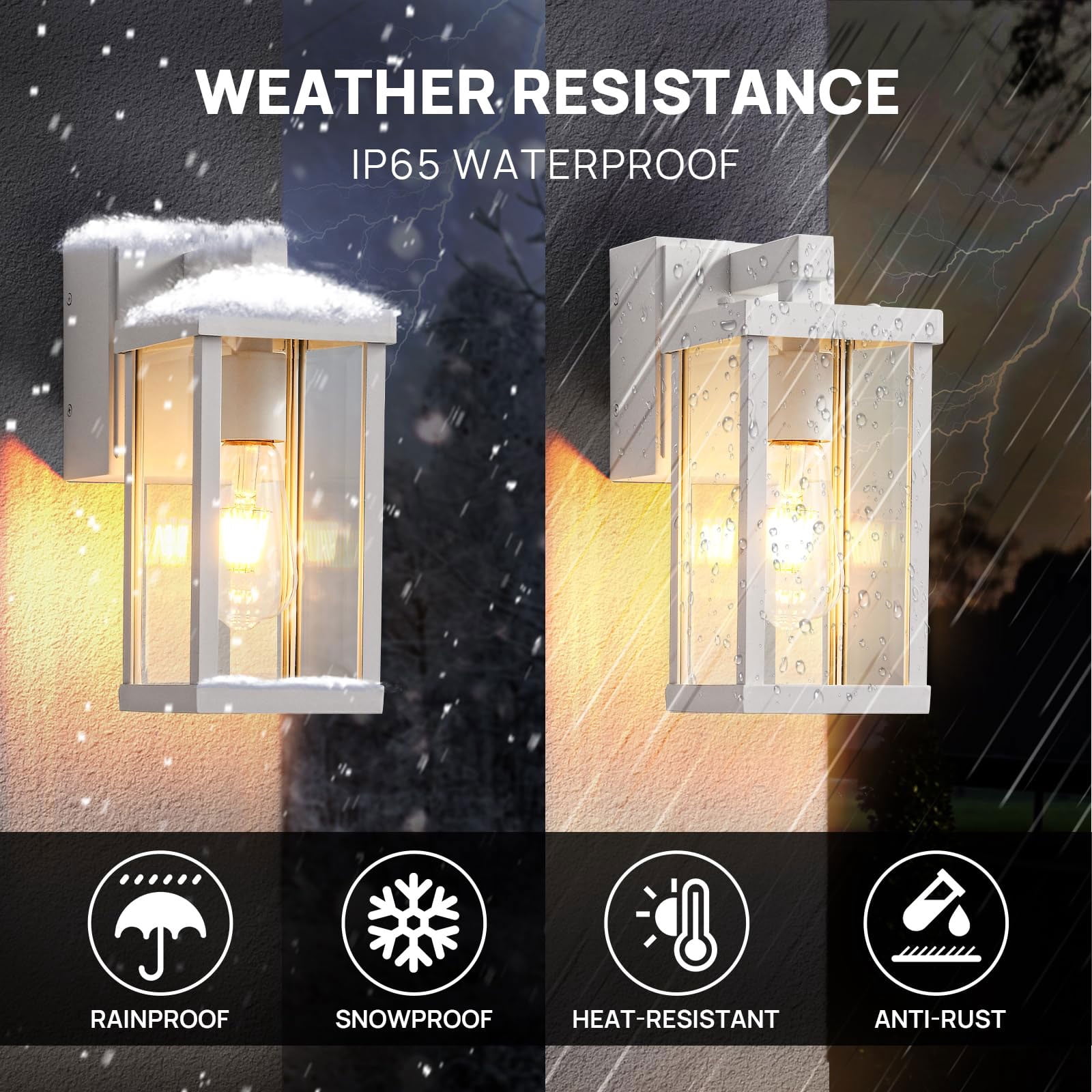 Porch Lights with GFCI Outlet, Dusk to Dawn Sensor Outdoor Lights Waterproof Anti-Rust Wall Sconce Lantern, Exterior Fixture for House Front Door Patio Garage, White,2 Pack