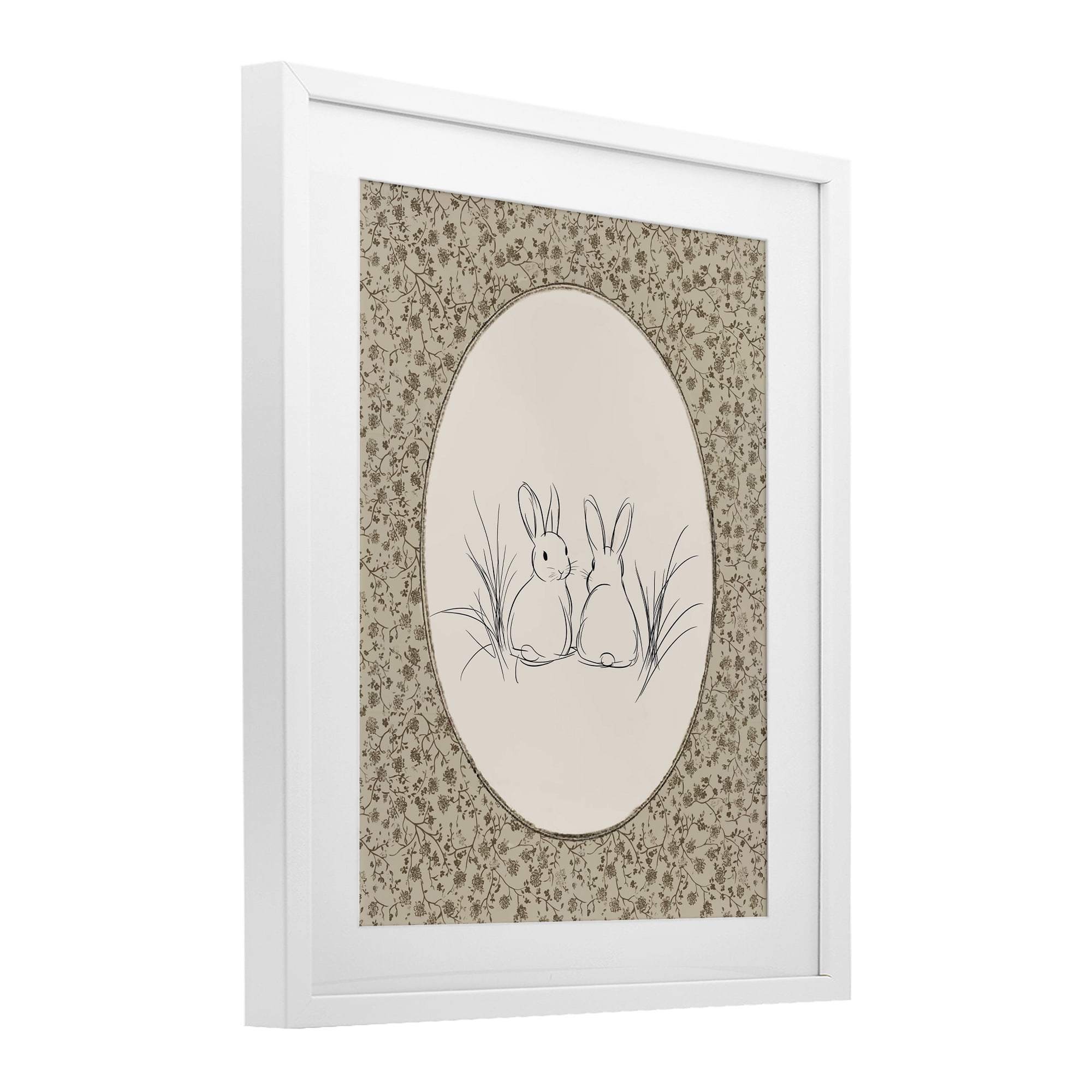 Stupell Industries Vintage Baby Bunnies White Framed Print Under Glass, design by Ramona Murdock