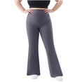 thumbnail image 2 of YHAJDS Womens Plus Size Pants Solid Color High Waist Tummy Control Flared Yoga Gym Sport Trousers for Women With Side Pockets, 2 of 6