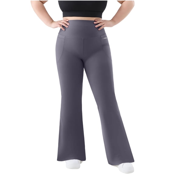 Levmjia Women's Plus Size Yoga Pants High Waisted Bootcut Leggings with Pockets Tummy Control Workout Pants for Women Gym Running Activewear Scrunch Butt Flare Pants