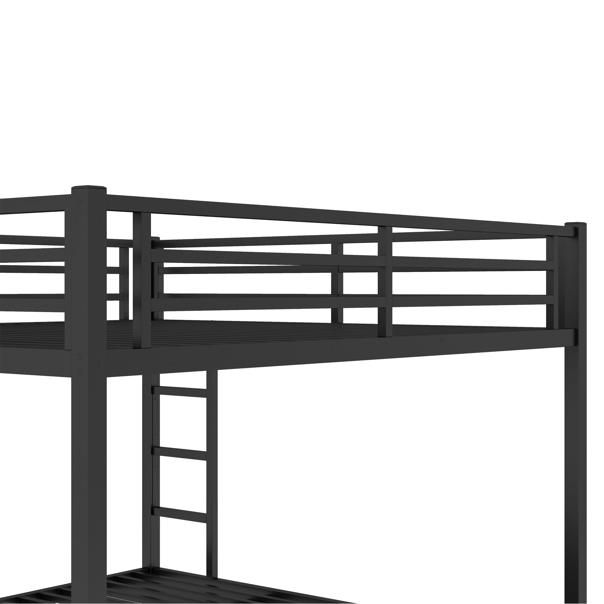 Aukfa Heavy Duty King over King Metal Bunk Bed with Ladders and Guardrail for Kids, Teens and Adults, Black
