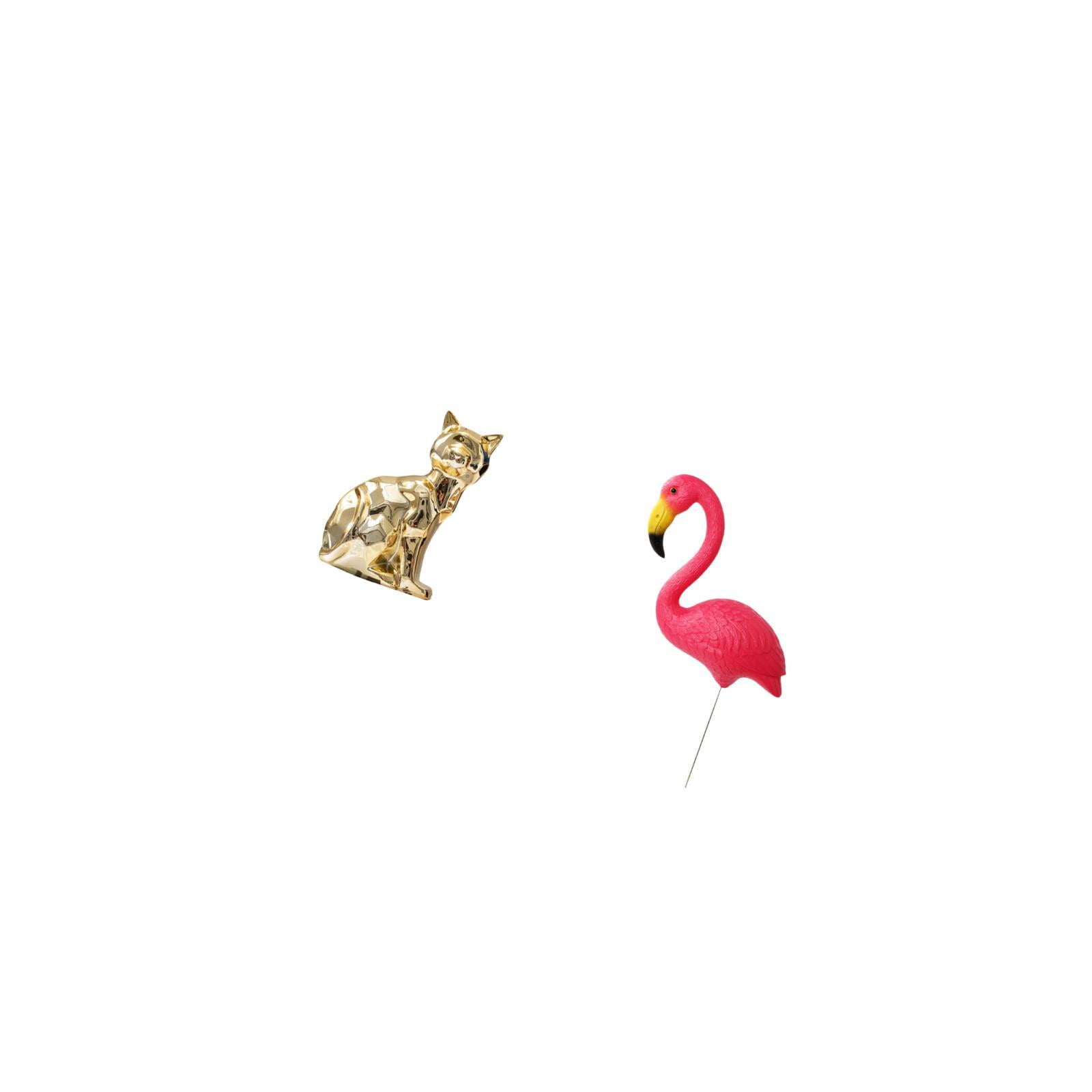 Dualoai Cat Bird Statue Decorative Figurine Animal Sculpture Art Craft Ornament for Fireplace Yard Art Ornament Backyard Fairy Garden Accessories Flamingo Garden Stake Sculpture for Holiday