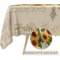 thumbnail image 2 of 60x84inches Vintage Sunflower Tablecloth Rustic Yellow Flower Green Leaves Printed Table Cloths Spill Proof Washable Fabric Table Cover for Farmhouse Kitchen Dining Room Picnic Party Decor, 2 of 7