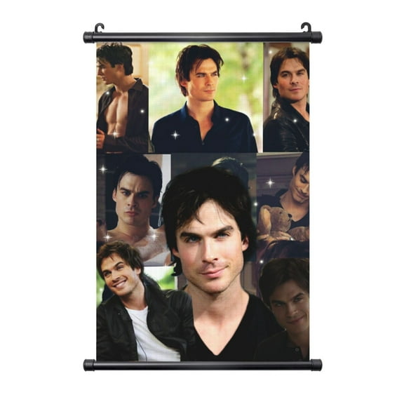 Shaft Hanging Banner Damon Salvatore Ian Somerhalder Poster Wall Canvas Artwork With Black Frame Scroll Painting 20"x30"