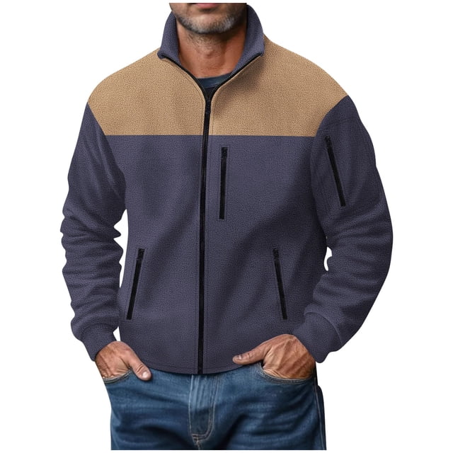 pstuiky camisas de manga larga para hombre, Camisa de manga larga con cuello alto, botones y bolsillos laterales para hombre Tops casuales para hombres xxxl
