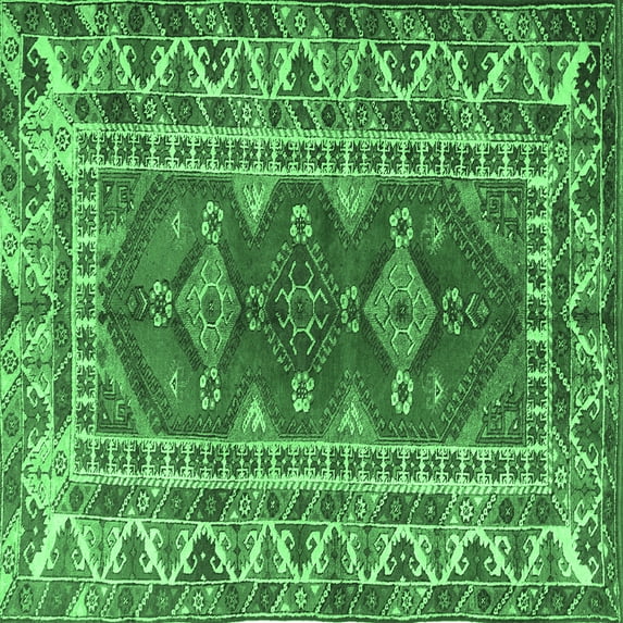 Ahgly Company Indoor Square Persian Emerald Green Traditional Area Rugs, 5' Square