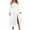 White, variant on qafoshin Off Shoulder Dresses for Women Long Sleeve Solid Color Slit Maxi Dress