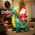thumbnail image 2 of Gymax 6.7 FT Christmas Inflatable Santa Claus Ride on Dinosaur, 2 of 10