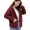 Wine Red, variant on Cuteduck Womens Sherpa Jacket Fuzzy Fleece Zip Up Winter Hoodies Coat, S-2XL