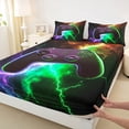thumbnail image 3 of Manfei Game Queen Sheet Sets,Modern Gamepad Controller Flat Sheet,Multicolor Lightning Queen Fitted Sheet For Boy,Microfiber Room Decor,4-Piece, 3 of 7