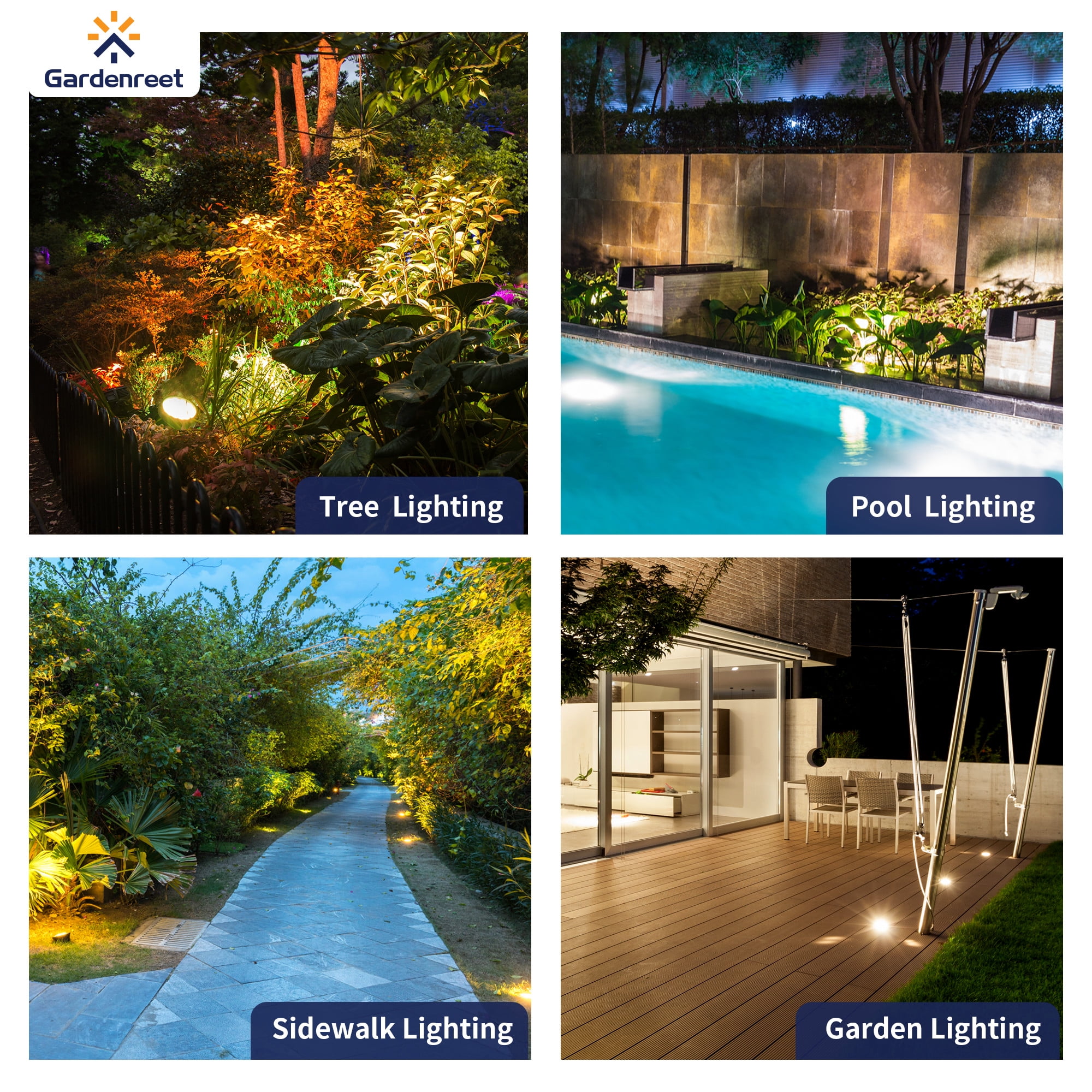 Gardenreet Brass 12V Well Light, Waterproof LED Low Voltage Outdoor In Ground Lights for Tree, Garden, Pathway, Yard Without PAR36 Bulb(Bevel Top) 4 Pack