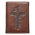 thumbnail image 1 of Brown Genuine Leather Tri-Fold Wallet with Cross, 1 of 5