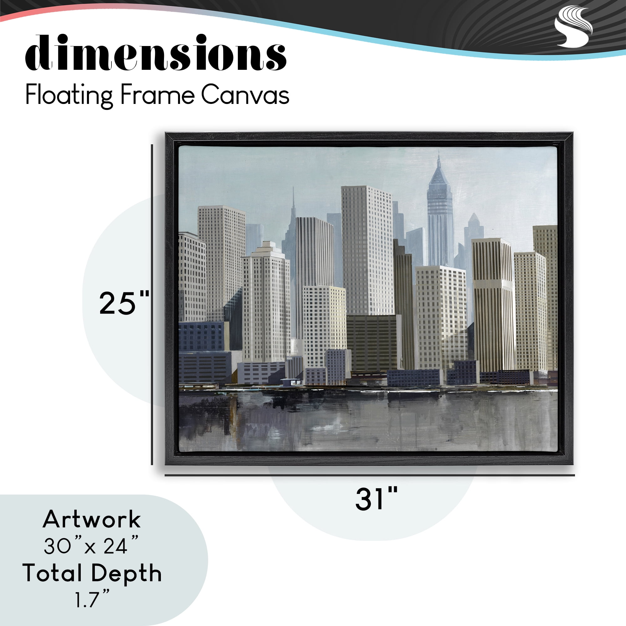 Stupell Industries New York City Sans Bridge Black Framed Floater Canvas Wall Art, design by Lorenzo Collective