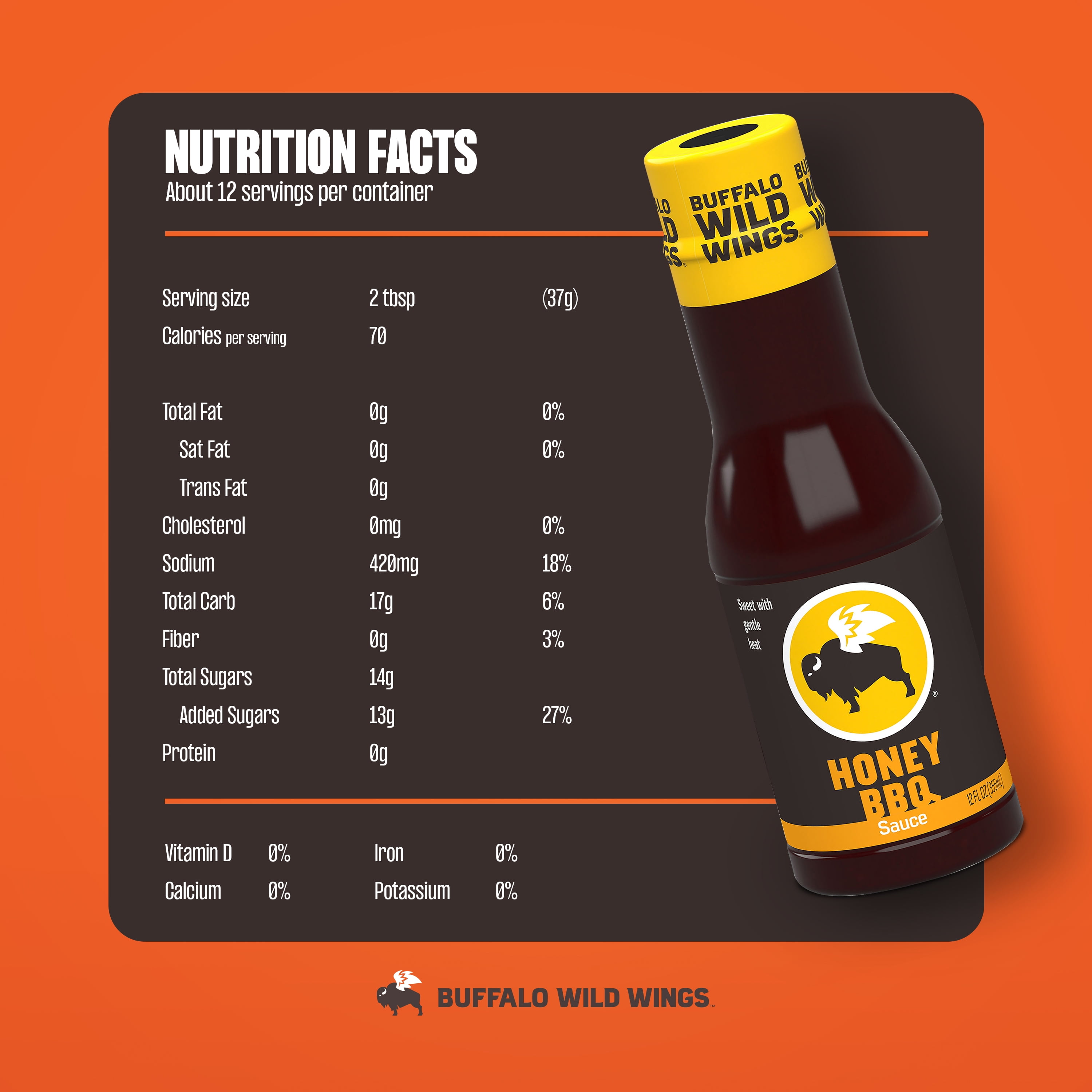 Buffalo Wild Wings Honey BBQ Sauce, 12 fl oz