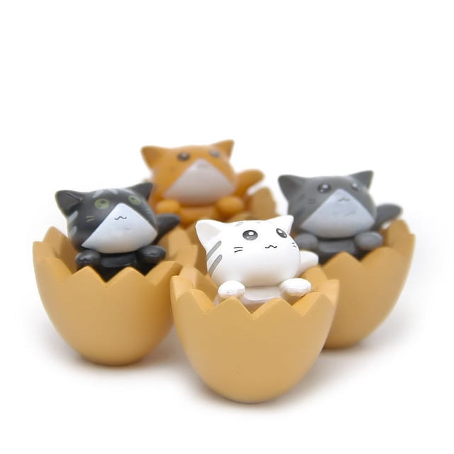 Figuras de gato para jardinería paisajística en miniatura con forma de mano de gato de cáscara de huevo