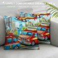 Car Decorative Throw Pillow Cover, Soft Fire Truck Square Set for Couch