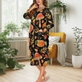 thumbnail image 3 of Xoenoiee Pumpkin Mushroom Leaves Print Women Zipper Robes Full Length Nightgown Thanksgiving Bathrobe Lightweight House Coat with Pockets Long Sleeves Loungewear, Size M, 3 of 7