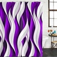 thumbnail image 2 of Purple White Moire Long Shower Curtain Set, Waterproof Shower Curtains for Bathroom, Modern Abstract Art Washable Fabric Cloth Bath Curtain for Bathtub Decoration with Hooks 72x84 Inches, 2 of 6
