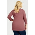 thumbnail image 2 of Avenue Women's Plus Size Wessex Essential Longline Tee V-Neck With Crochet Trim 3/4 Sleeves, 2 of 4
