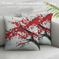 thumbnail image 3 of ONETECH  Nature Throw Pillow Cushion Case Sakura Blossom Japanese Cherry Tree Garden Summertime Vintage Cultural Print, Modern Accent Double-Sided Digital Printing,Grey Vermilion, 3 of 5