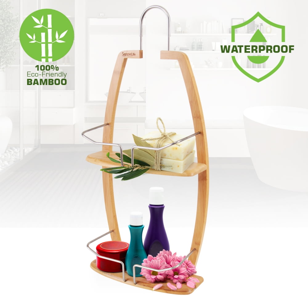 SereneLife SLSHCD45 Bamboo Shower Caddy Hanging Shower Bathtub