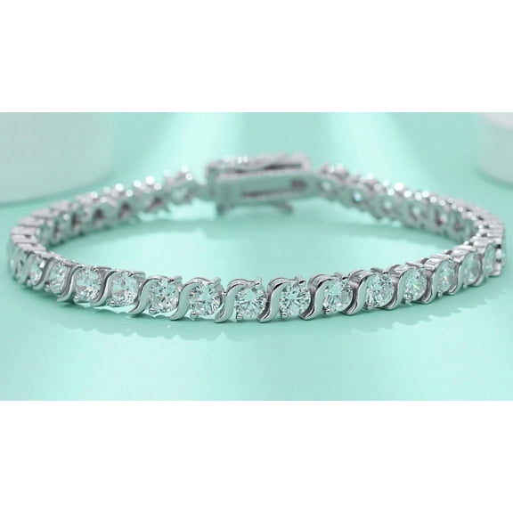 Round Cut White 6 CT Moissanite Tennis Bracelet 14k White Gold Plated