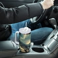 thumbnail image 4 of Yayeee 40oz Stainless Steel Tumbler with Straw and Handle Double-Wall Insulated Travel Water Bottle, Beige Floating Whale, 4 of 8