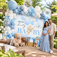 270 Blue Bear Shower Decorations: We Can Bearly Wait Banner Disposable ...