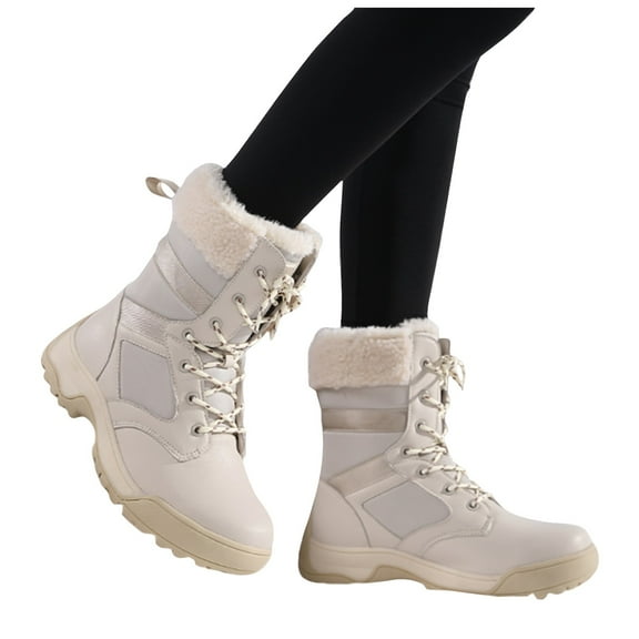 Mid Calf Winter Hiking Boots for Women Fleece Lined Thermal Non Slip Outdoor Trekking Skiing Snow Booties