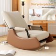 thumbnail image 4 of XUEGW Upholstered Glider Rocking Chair for Nursery, Soft Corduroy Accent Chair with Side Pocket & Adjustable High Backrest, Rocker with Footrest for Living Room Bedroom, Beige, 4 of 6