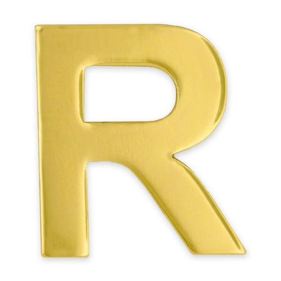 PinMart's Gold Plated Alphabet Letter R Lapel Pin