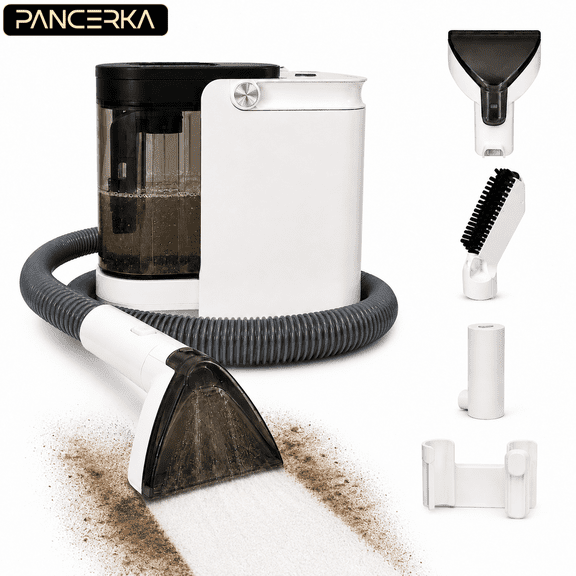 PANCERKA Portable Carpet & Upholstery Cleaner Machine, Powerful Suction Spot Cleaner with 2 Brushes, Dual Water Tanks, Deep Stain Remover for Sofa, Couch, Car Seats, Rugs & Stairs