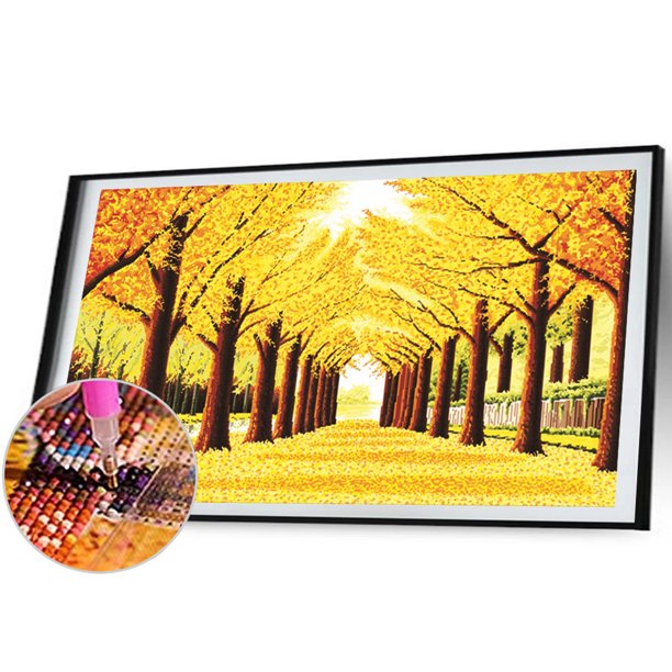 Cuadros Decorativos Diamante pintura 5D taladro redondo completo mosaico DIY hojas amarillas camino Kit arte decoración Ehuebsd Nuevos Originales