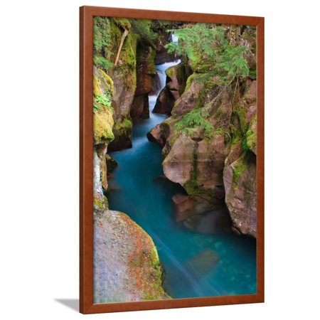 Glacial Blue Water Rushing through Avalanche Gorge Framed Print Wall Art By Julie Lubick