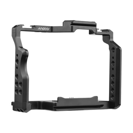 Image of Camera Cage Aluminum Alloy Video Cage with Dual Cold Shoe Mounts Numerous 1/4 Inch Threads Replacement for Sony A7IV/ A7III/ A7II/ A7R III/ A7R II/ A7S II