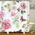 thumbnail image 4 of Pink Rose Shower Curtain, Floral Shower Curtain Set, Valentine Flower Shower Curtains for Bathroom, Waterproof Fabric with 12 Hooks, 72 x 72 Inches, 4 of 6