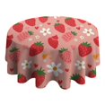 thumbnail image 4 of Strawberry Plants Fruit Flower Heart Round Tablecloth 60"x60",Wrinkle Wipeable Table Cloth for Kitchen Dining Room Picnic Patio Party, 4 of 6