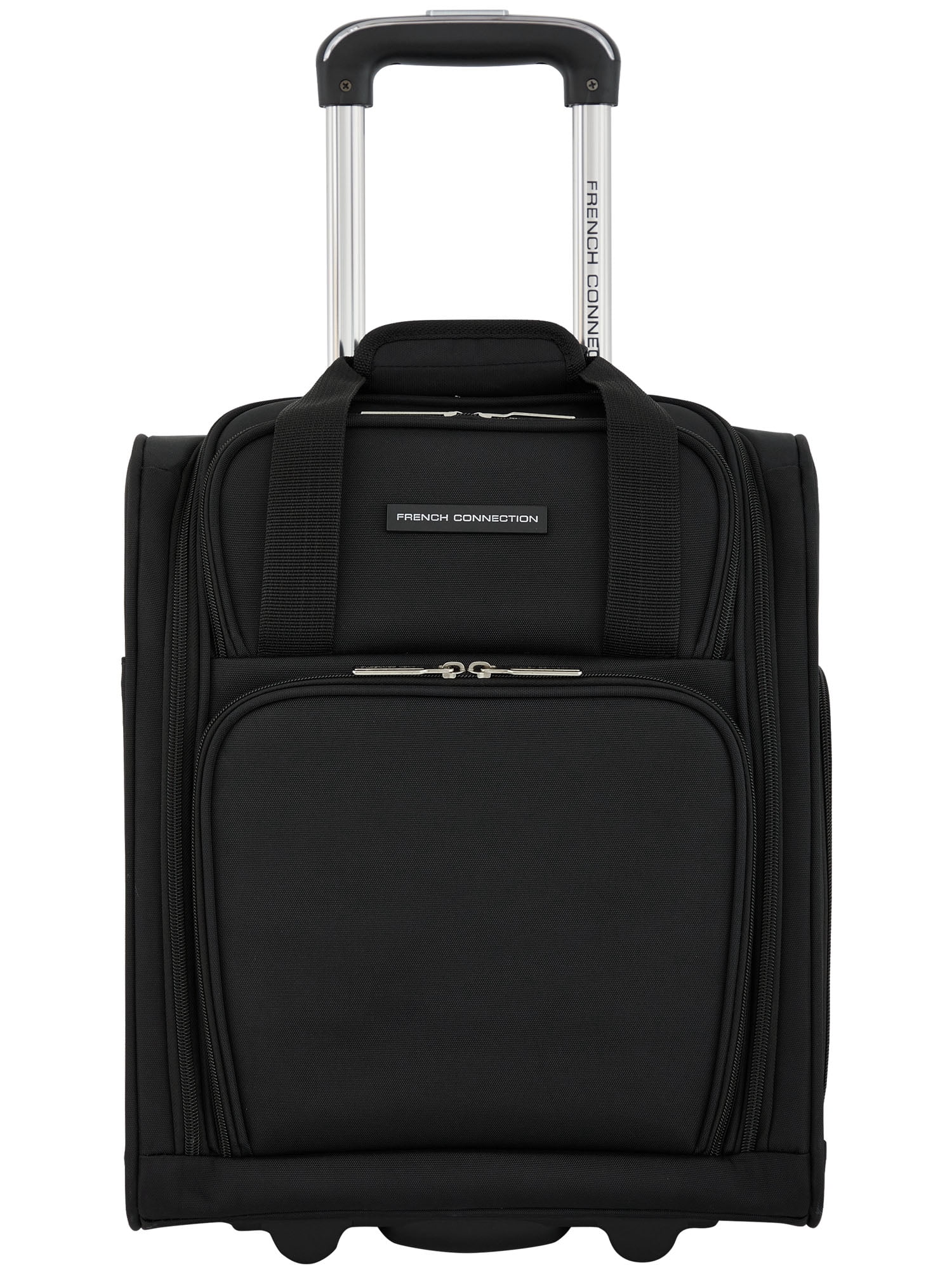 French Connection 16-Inch Rolling Under Seater Luggage with USB Port, Black