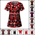 thumbnail image 1 of Camiseta de enfermera navideña, uniforme de enfermera para mujer, estampado de alce de dibujos animados, manga corta, bolsillo, uniformes médicos de enfermería, Harajuku, 1 of 5