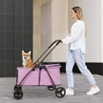 thumbnail image 6 of Dog Travel Stroller with 4 Heavy Duty Wheels, Foldable Pet Stroller with Adjustable Handle - Double Doggie Capacity Jogger Wagon with Back Front Door for Small Medium Dogs (Pink), 6 of 6