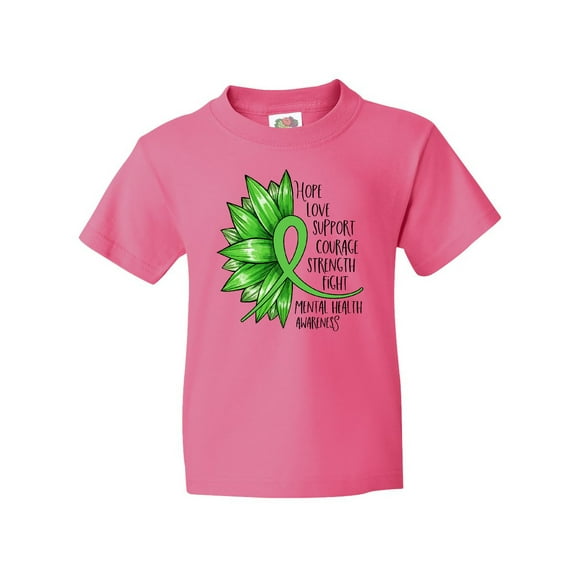 Inktastic Mental Health Awareness Green Sunflower Ribbon Youth T-Shirt