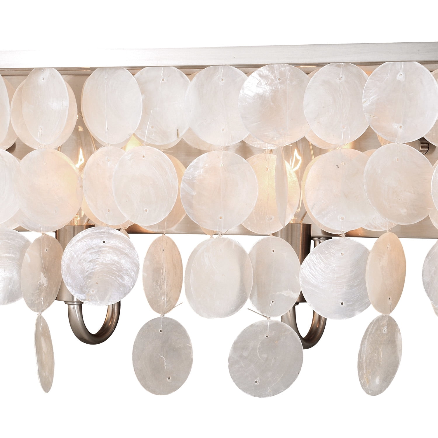 Elsa 4 Light Satin Nickel Capiz Shell Coastal Bathroom Vanity Fixture